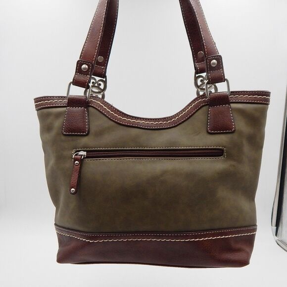 BOC Bøc Born Concept Green Tan Brown Handbag Purse Shoulder Bag Pockets - Picture 2 of 16